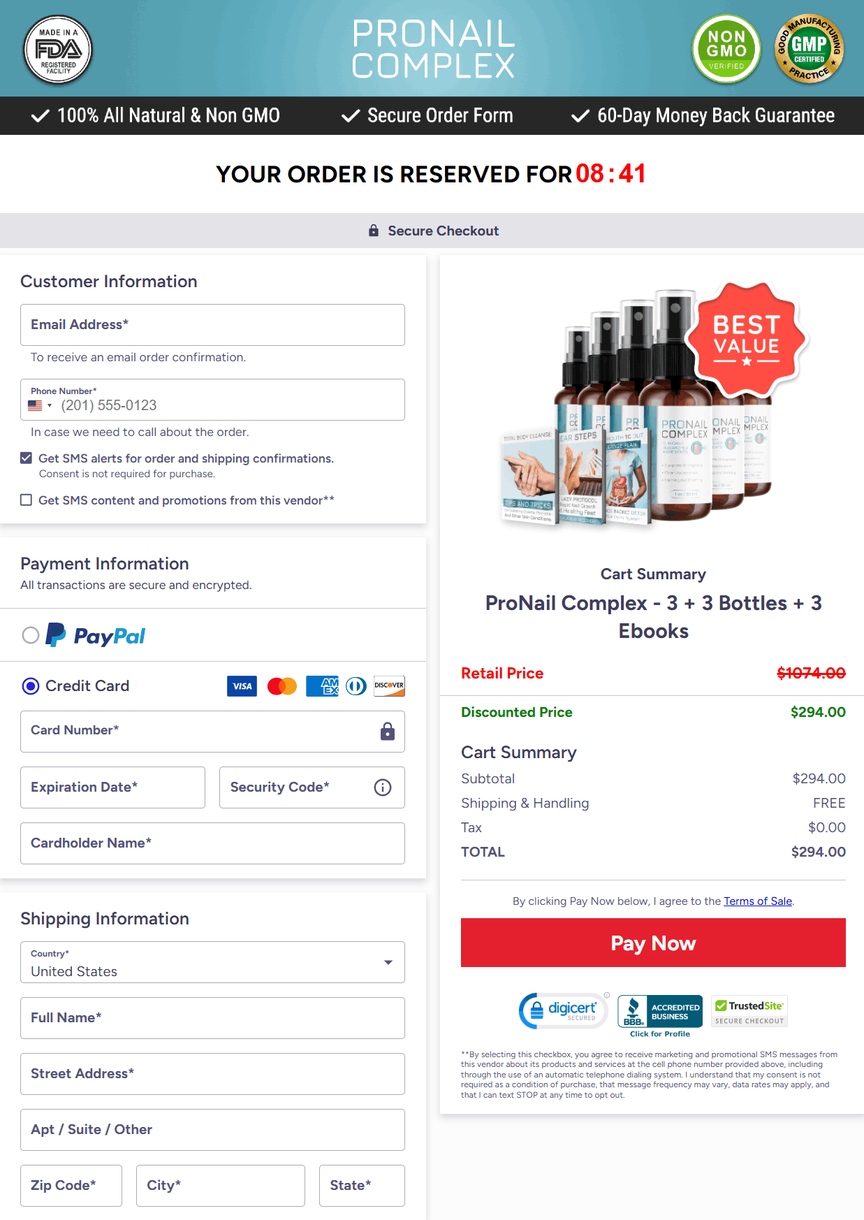 ProNail Complex  Checkout page